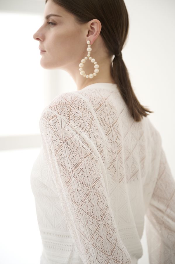 Coco Lace Knit Cardigan <br> -White-