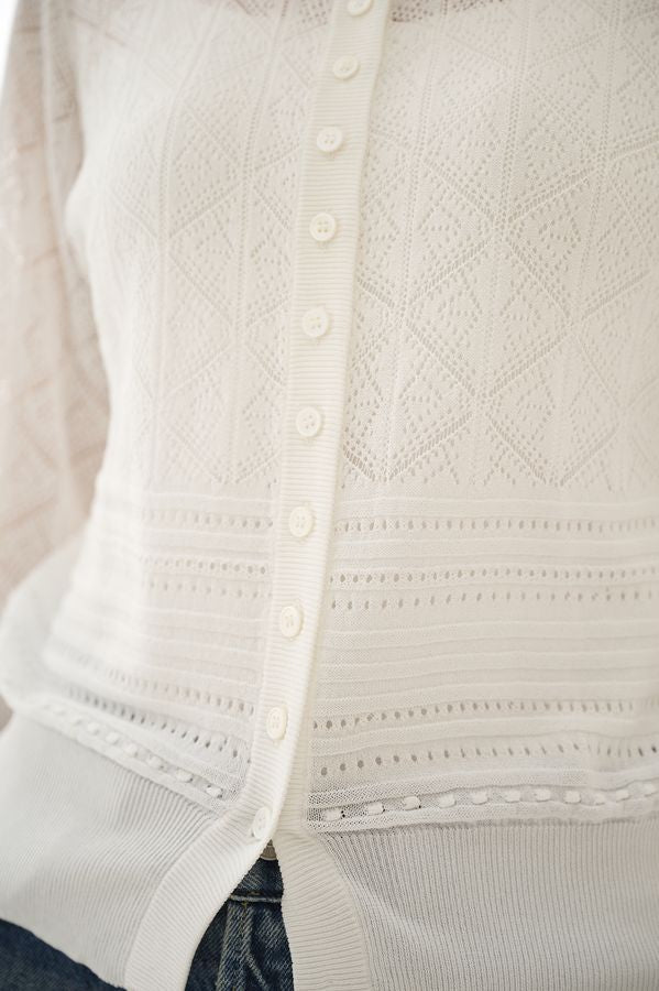 Coco Lace Knit Cardigan <br> -White-