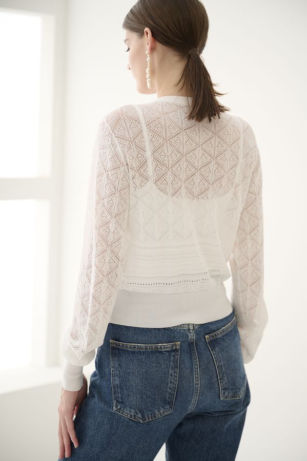 Coco Lace Knit Cardigan <br> -White-