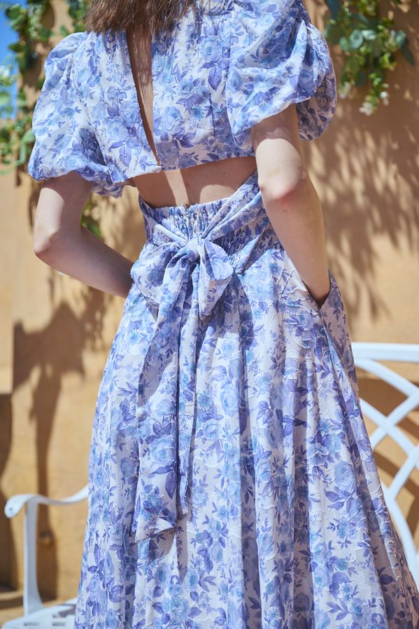 Harper Floral Dress <br>-BLUE.flower-