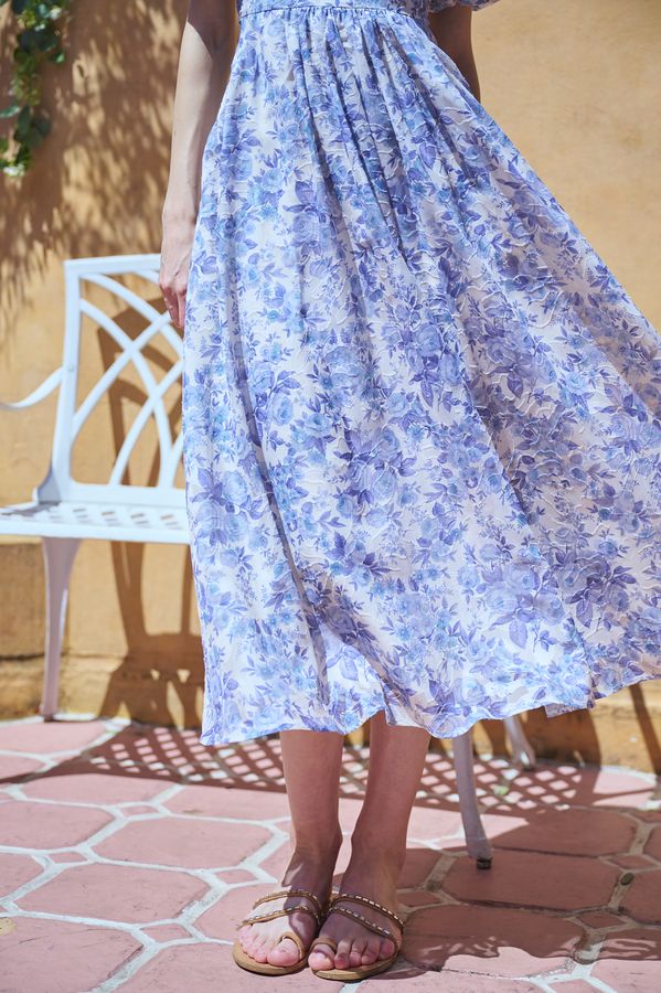 Harper Floral Dress <br>-BLUE.flower-