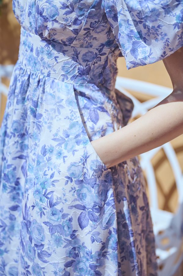 Harper Floral Dress <br>-BLUE.flower-