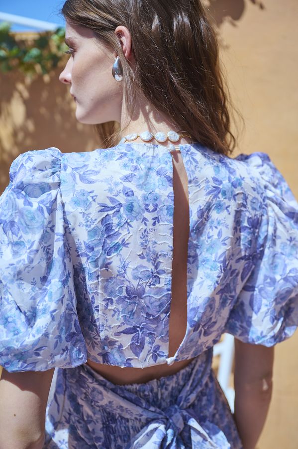 Harper Floral Dress <br>-BLUE.flower-