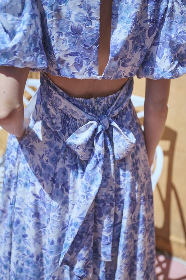 Harper Floral Dress <br>-BLUE.flower-