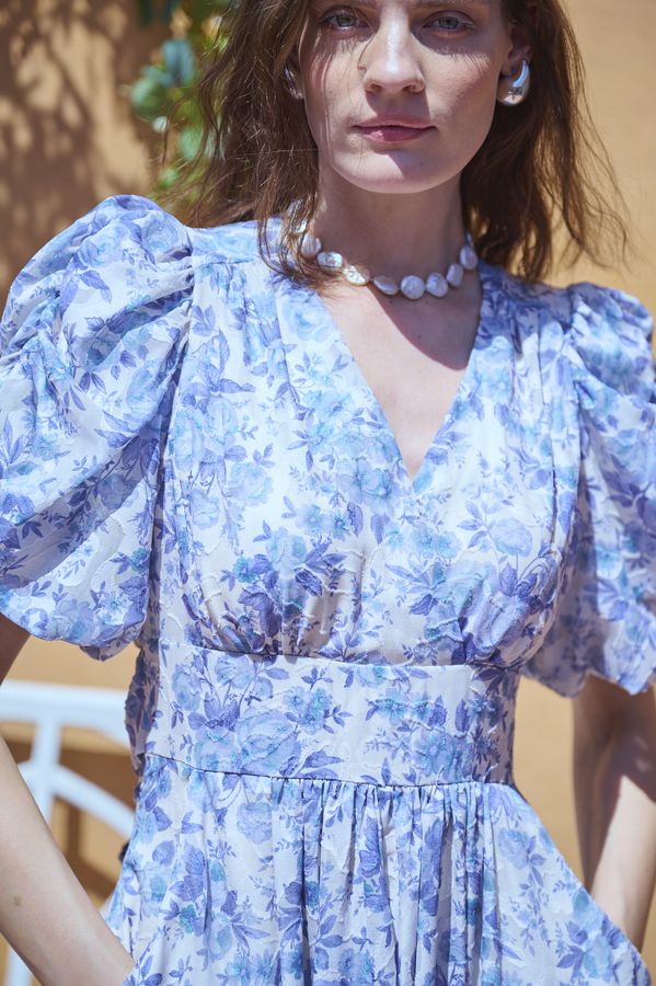 Harper Floral Dress <br>-BLUE.flower-