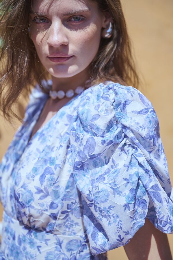 Harper Floral Dress <br>-BLUE.flower-