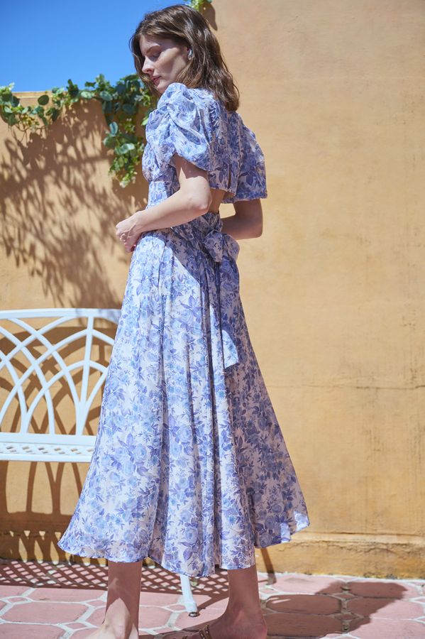 Harper Floral Dress <br>-BLUE.flower-