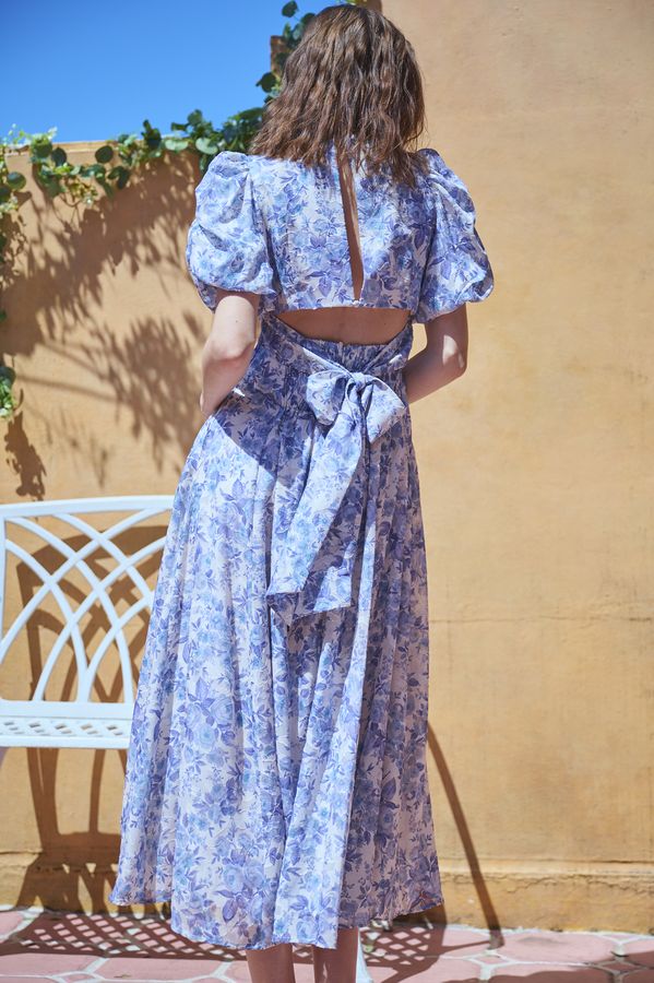 Harper Floral Dress <br>-BLUE.flower-