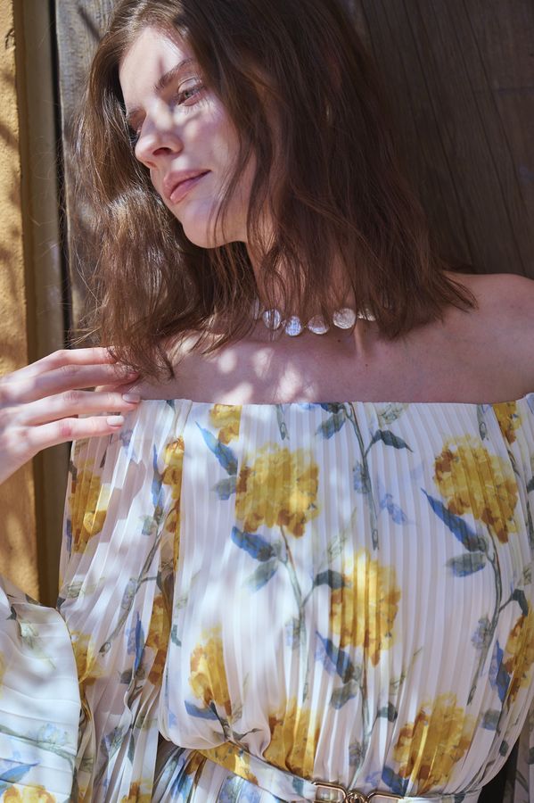 Ester Pleated Dress <br>-Yellow.pt-