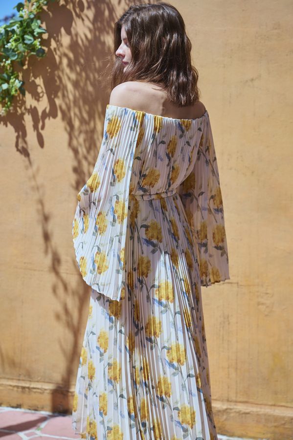 Ester Pleated Dress <br>-Yellow.pt-