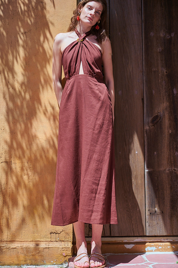 Agrigento Dress <br>-Brown-