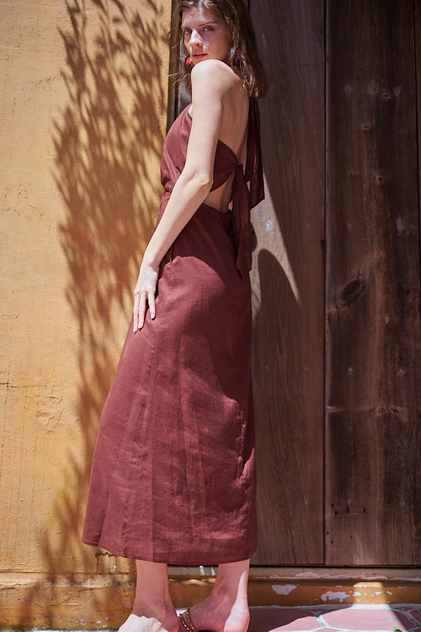 Agrigento Dress <br>-Brown-
