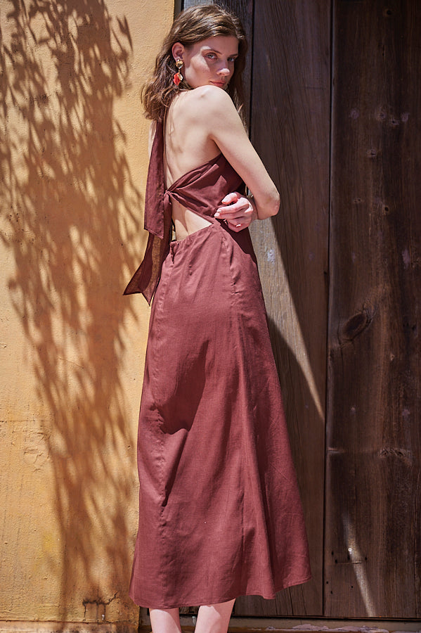 Agrigento Dress <br>-Brown-