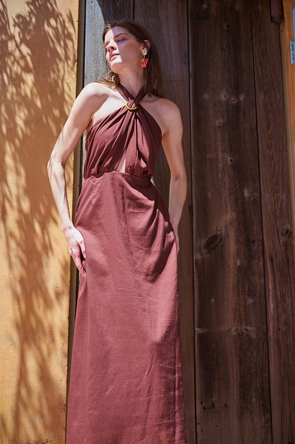 Agrigento Dress <br>-Brown-