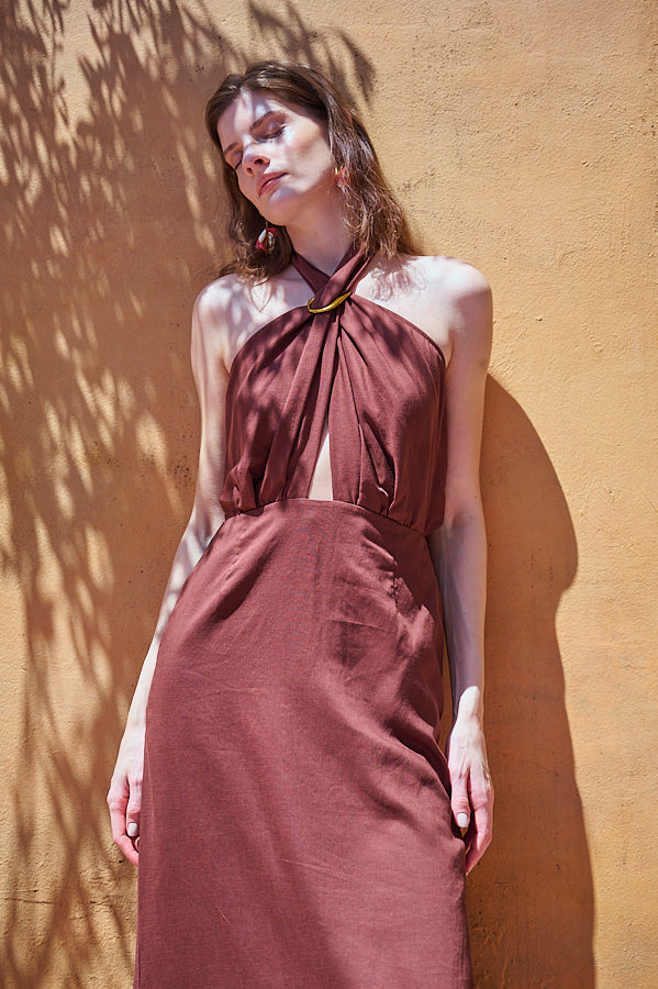 Agrigento Dress <br>-Brown-