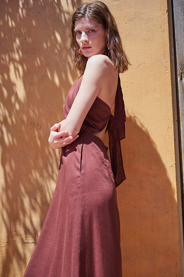 Agrigento Dress <br>-Brown-