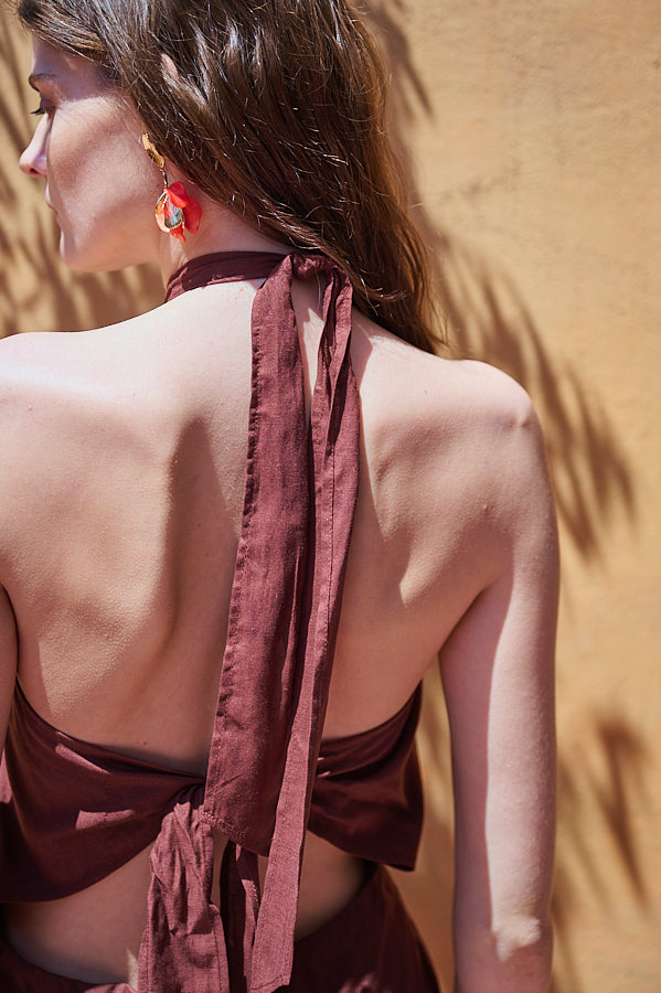 Agrigento Dress <br>-Brown-