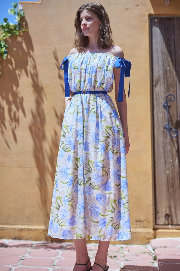 Bianca Ribbon Dress <br> -Blue-