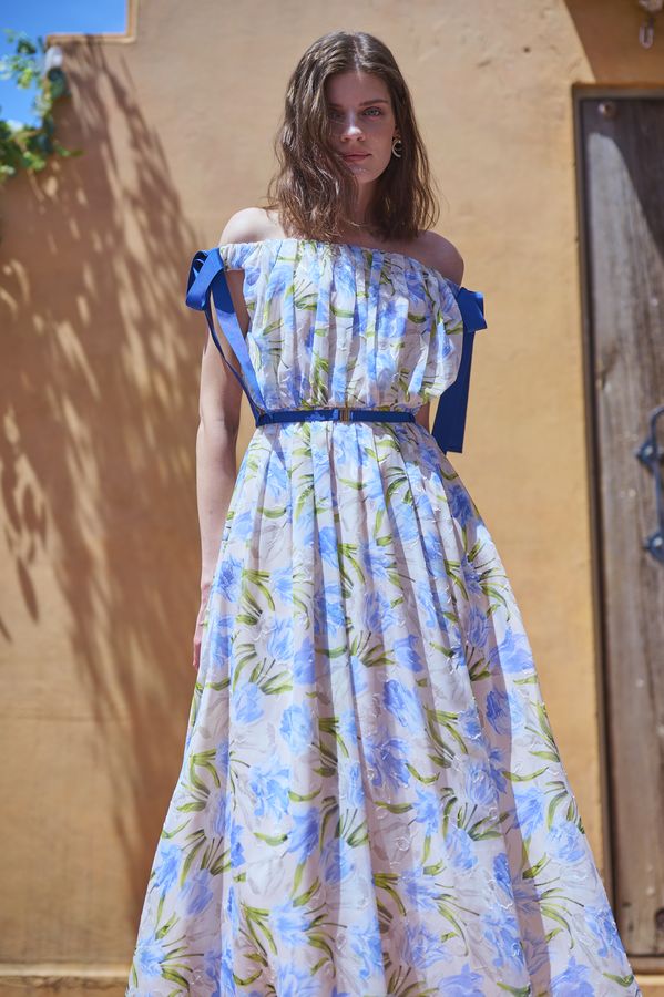 Bianca Ribbon Dress <br> -Blue-