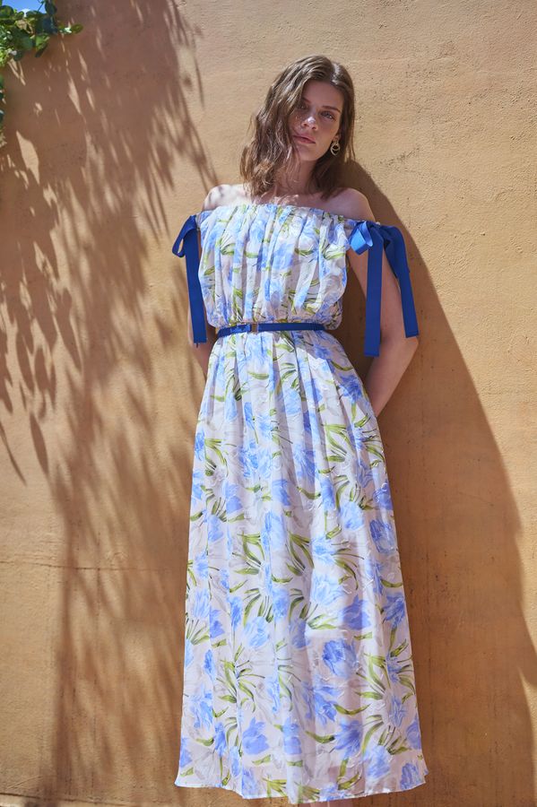 Bianca Ribbon Dress <br> -Blue-