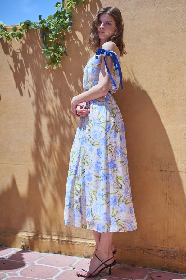 Bianca Ribbon Dress <br> -Blue-