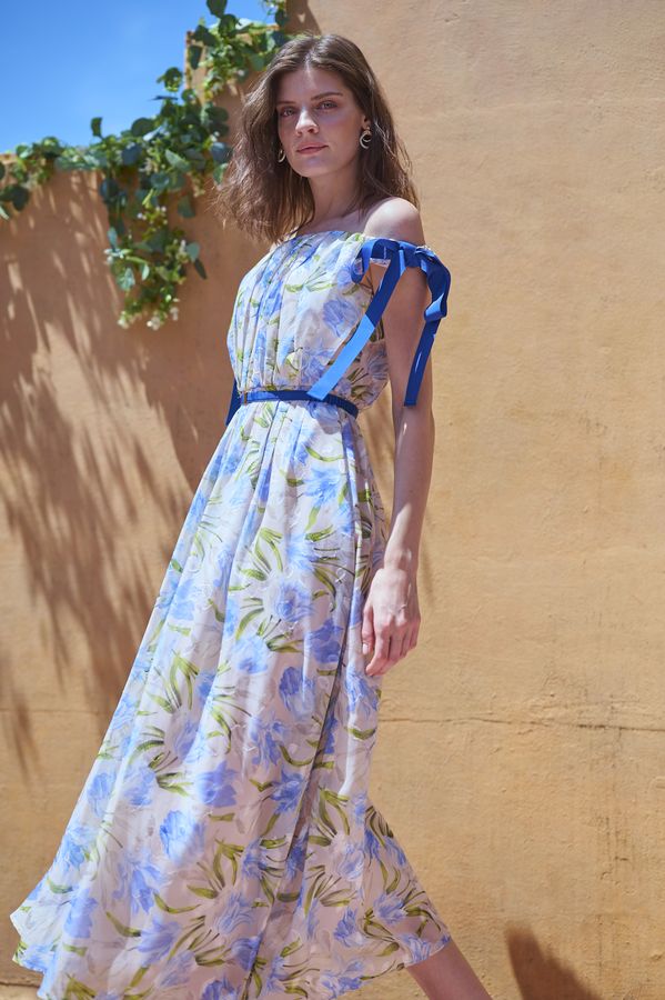 Bianca Ribbon Dress <br> -Blue-