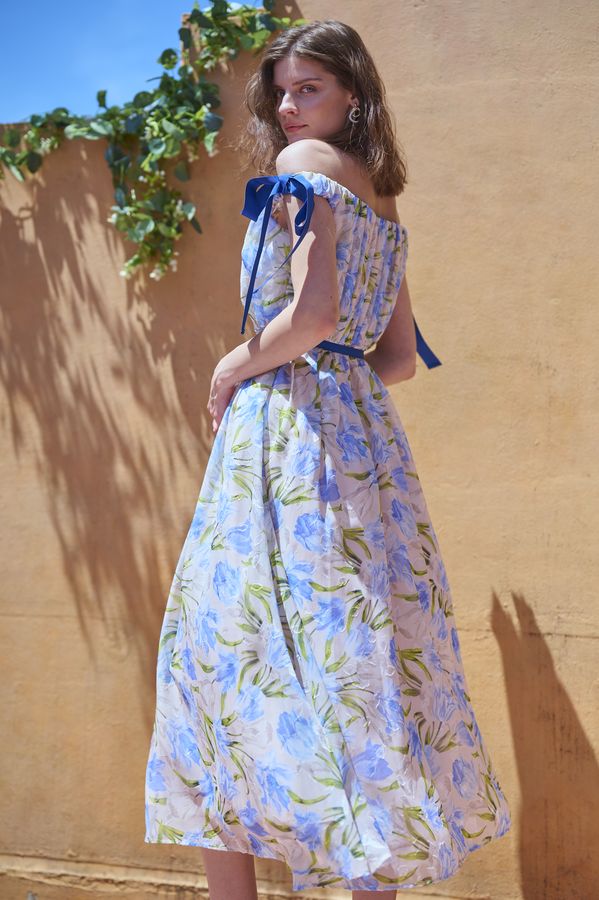 Bianca Ribbon Dress <br> -Blue-