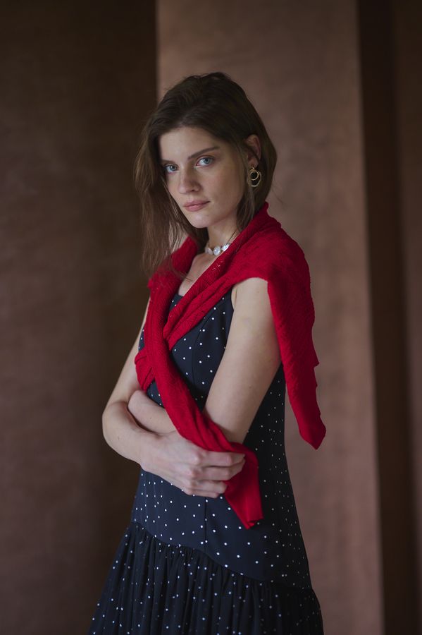 Coco Lace Knit Cardigan <br> -Red-