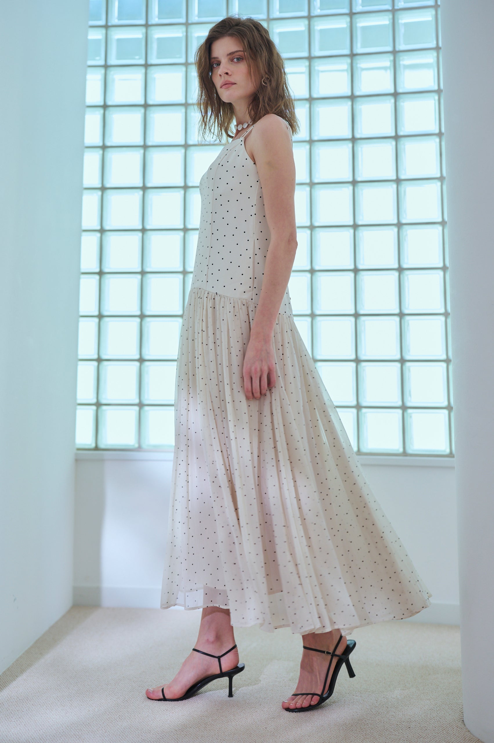 Juliette Dress <br>-Ivory.dot-