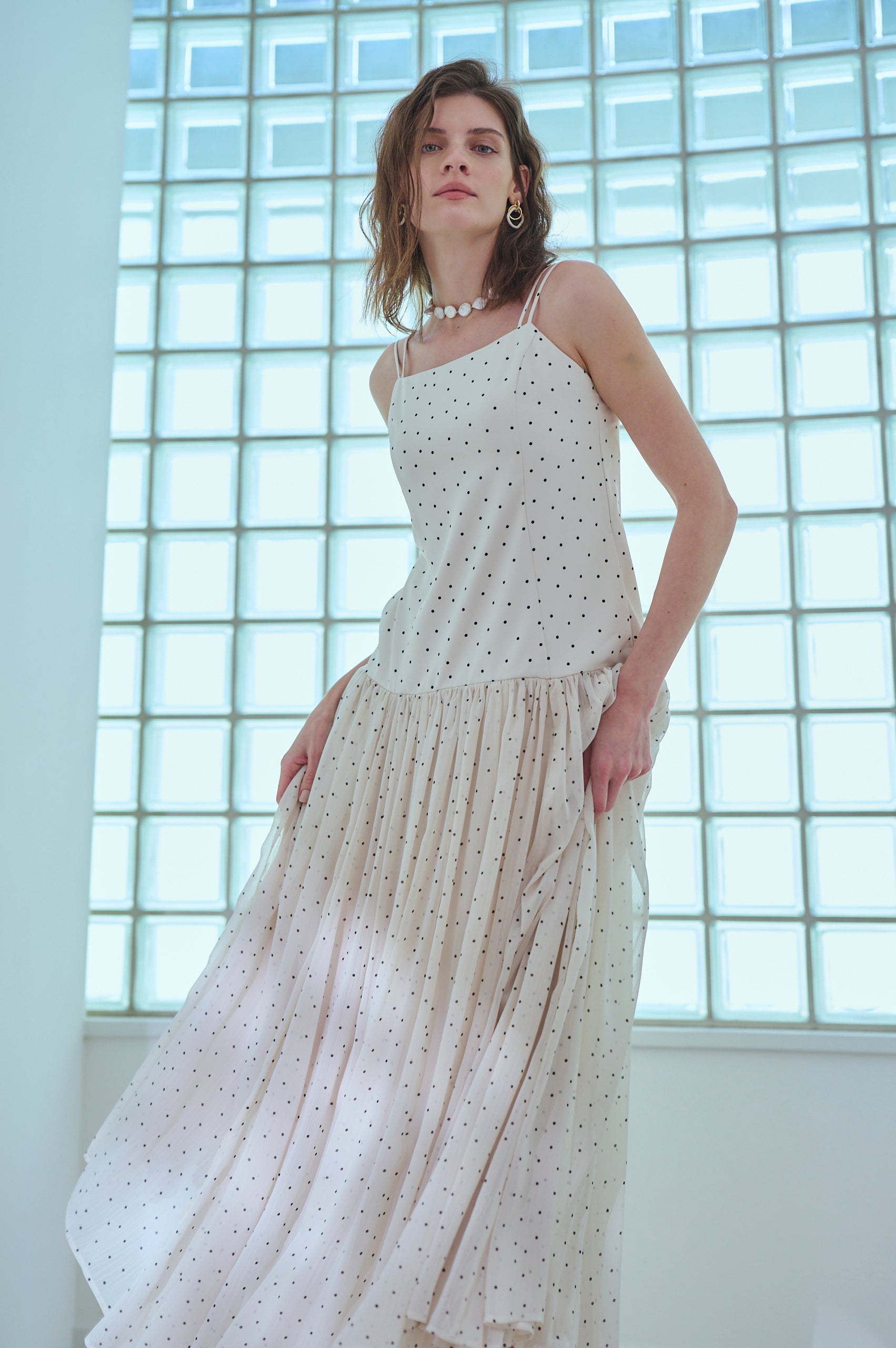 Juliette Dress <br>-Ivory.dot-