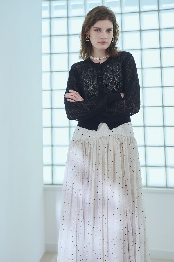 Coco Lace Knit Cardigan <br> -Black-