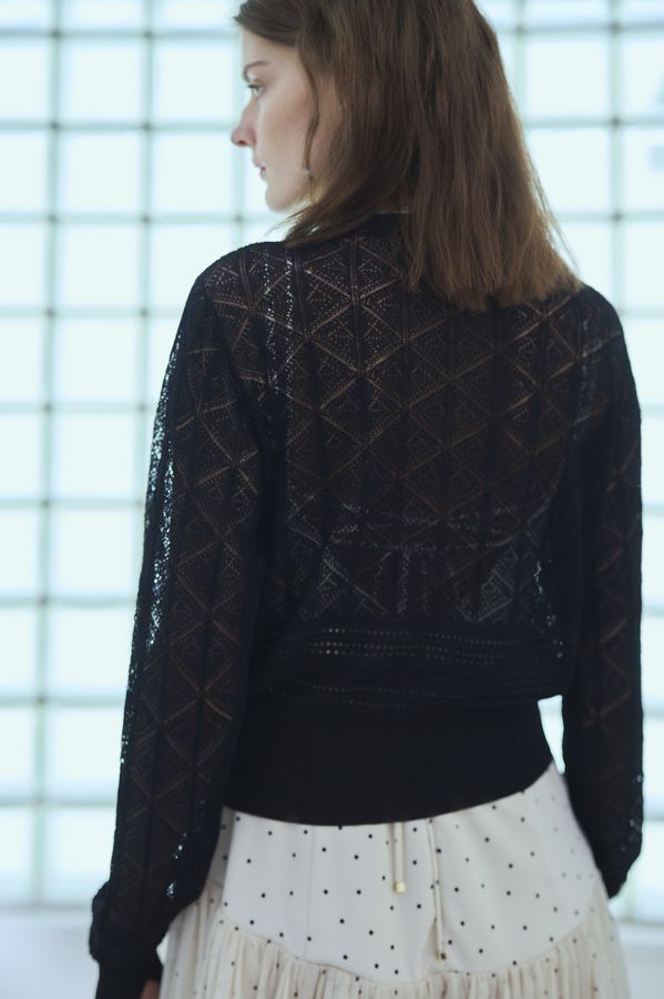 Coco Lace Knit Cardigan <br> -Black-