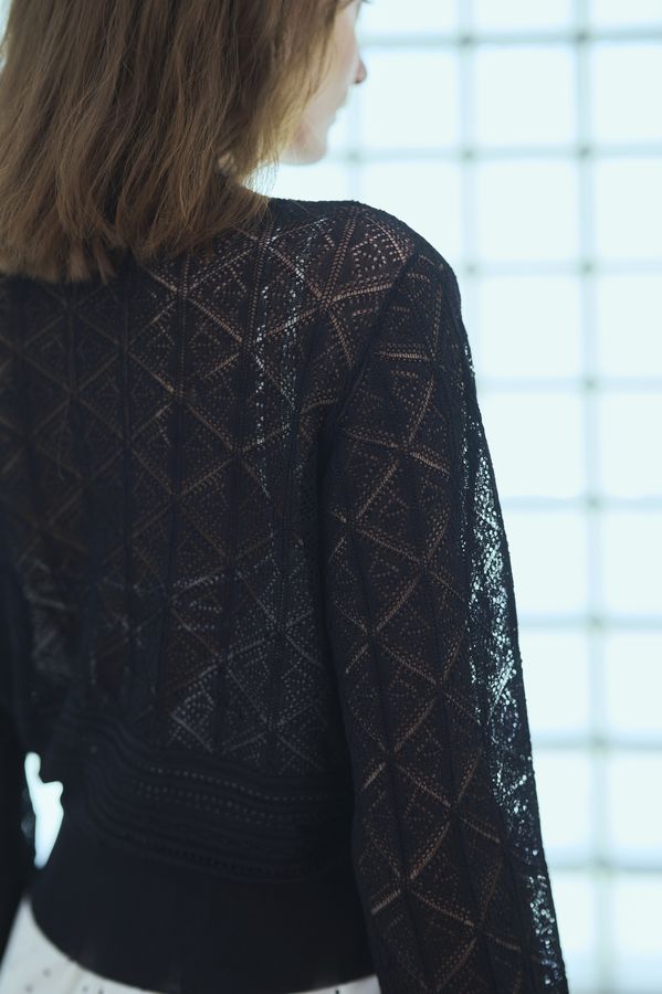 Coco Lace Knit Cardigan <br> -Black-