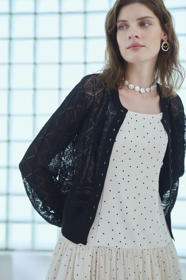 Coco Lace Knit Cardigan <br> -Black-