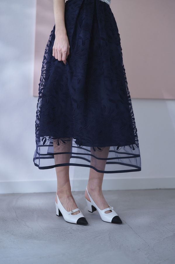 Florentina Lace Belted Dress <br> -Navy-