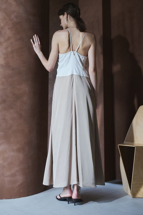 Clara Two-Tone Dress <br>-Beige-