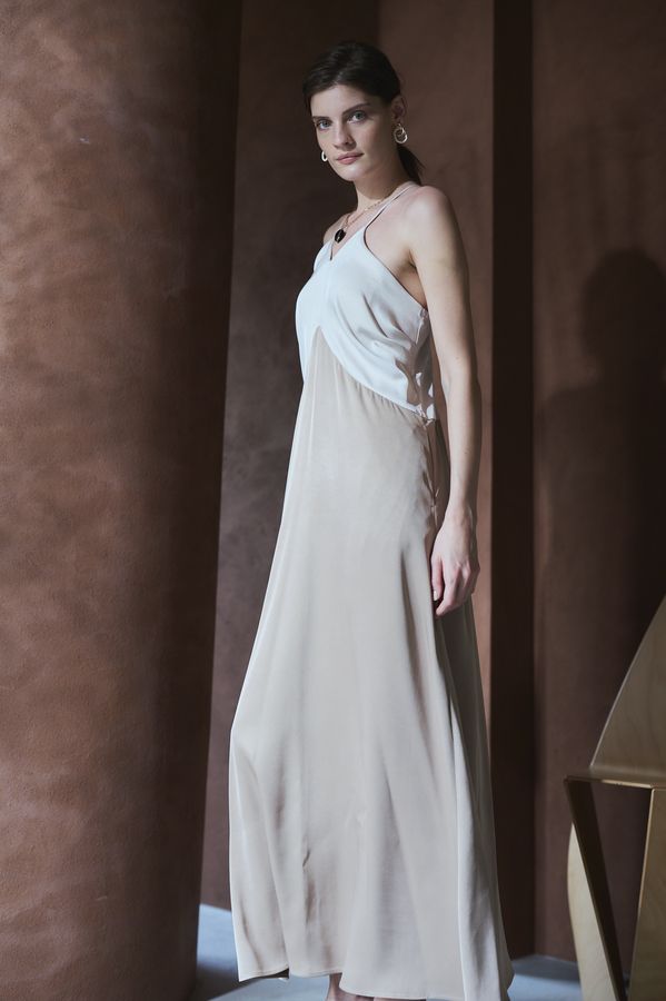 Clara Two-Tone Dress <br>-Beige-