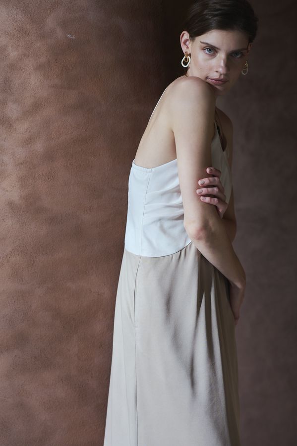 Clara Two-Tone Dress <br>-Beige-