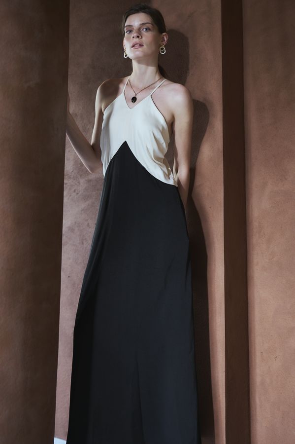 Clara Two-Tone Dress <br>-Black-