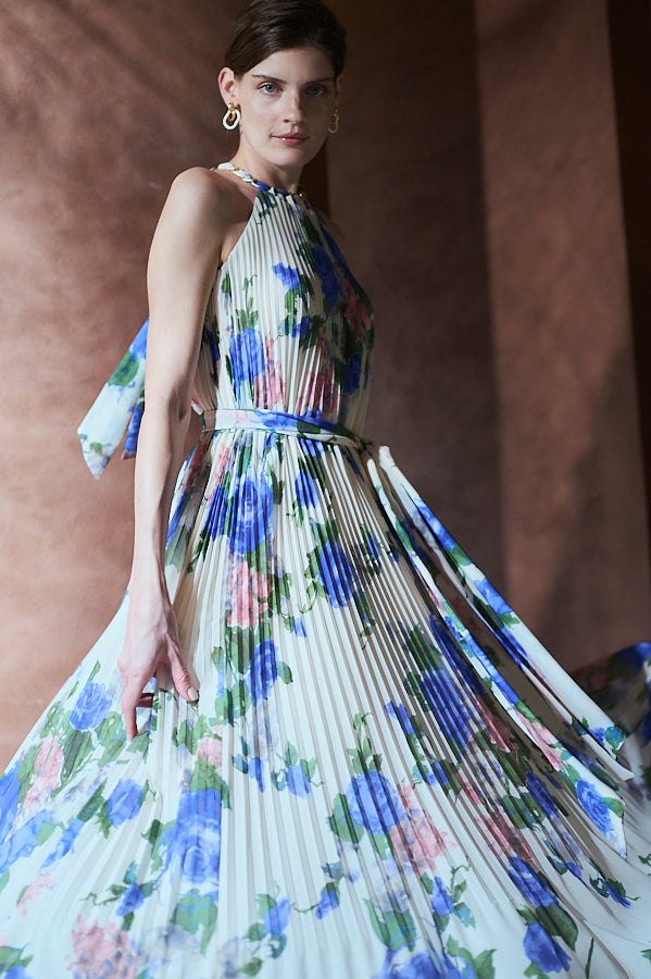 Agnes Pleated Long Dress <br> -BLU.pt-