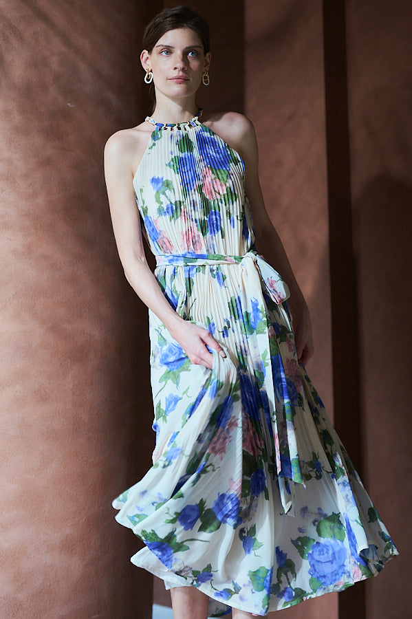 Agnes Pleated Long Dress <br> -BLU.pt-