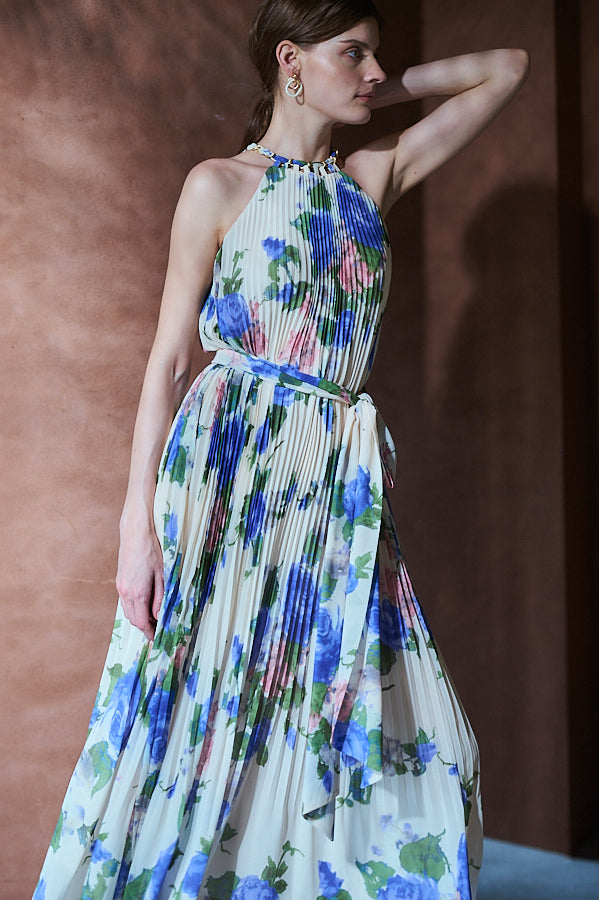 Agnes Pleated Long Dress <br> -BLU.pt-