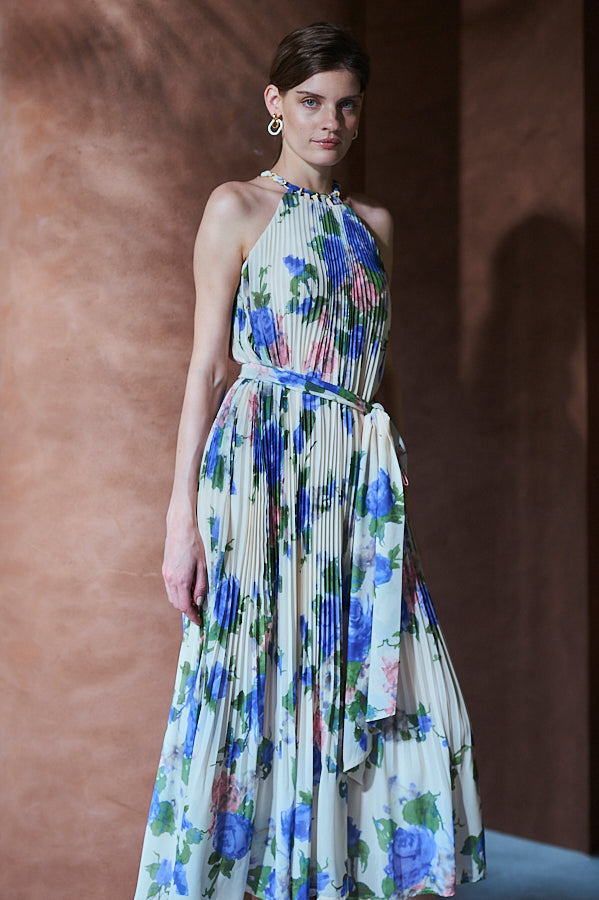 Agnes Pleated Long Dress <br> -BLU.pt-