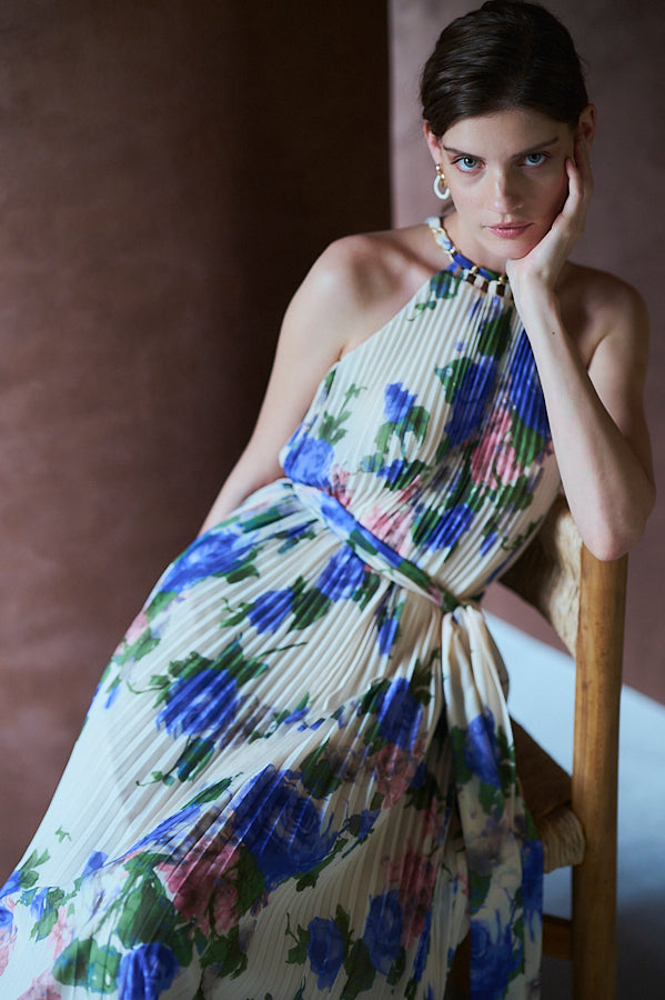 Agnes Pleated Long Dress <br> -BLU.pt-