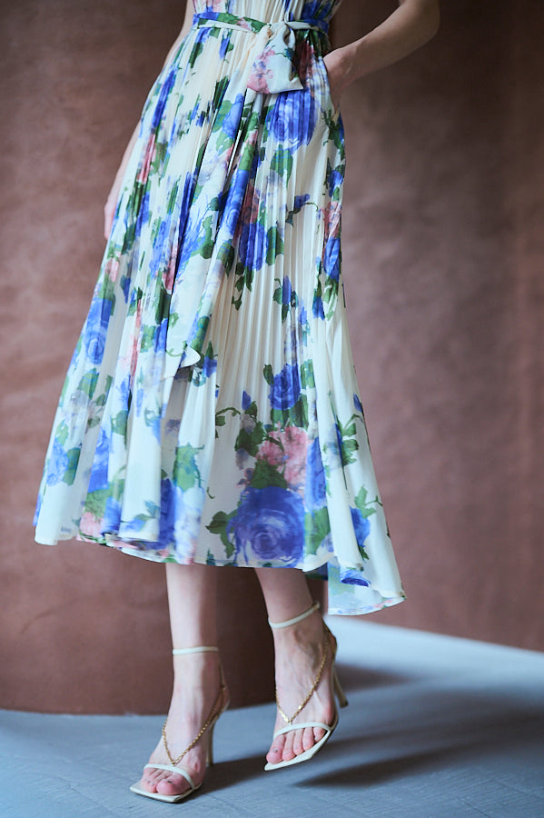 Agnes Pleated Long Dress <br> -BLU.pt-