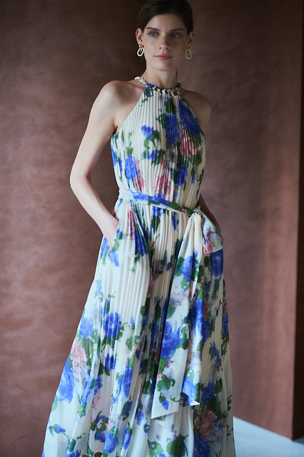 Agnes Pleated Long Dress <br> -BLU.pt-