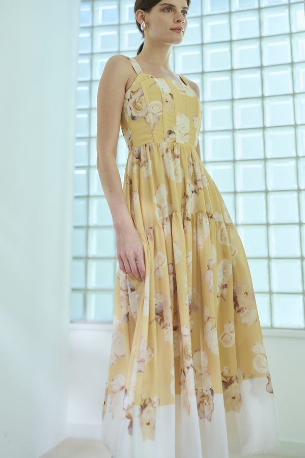 Angelique Floral Dress <br>-Yellow-