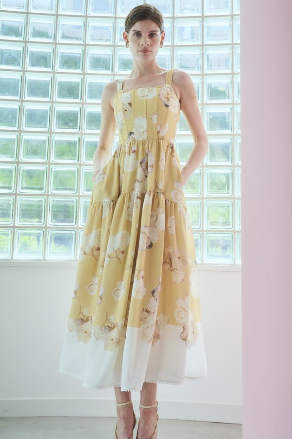 Angelique Floral Dress <br>-Yellow-