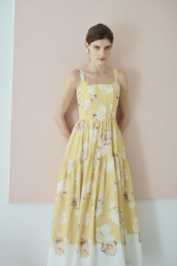 Angelique Floral Dress <br>-Yellow-
