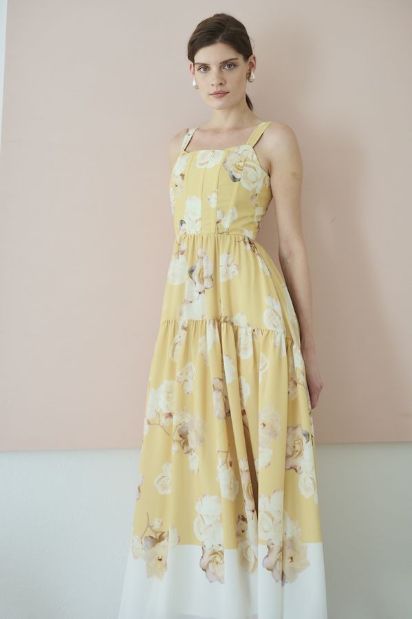 Angelique Floral Dress <br>-Yellow-